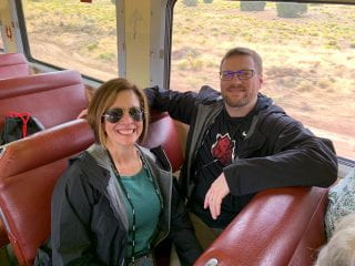 Dr. Kevin and Jackie Hammond aboard the Grand Canyon Railway.